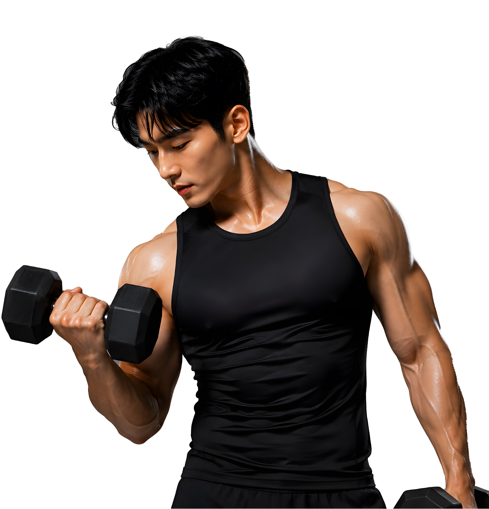 덤벨 운동 중인 남성